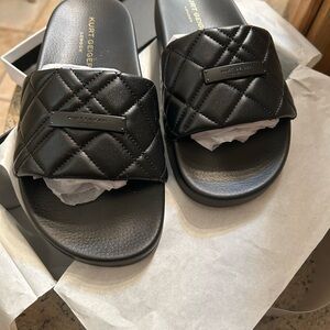 Kurt Geiger Black Quilted Slide Sandals